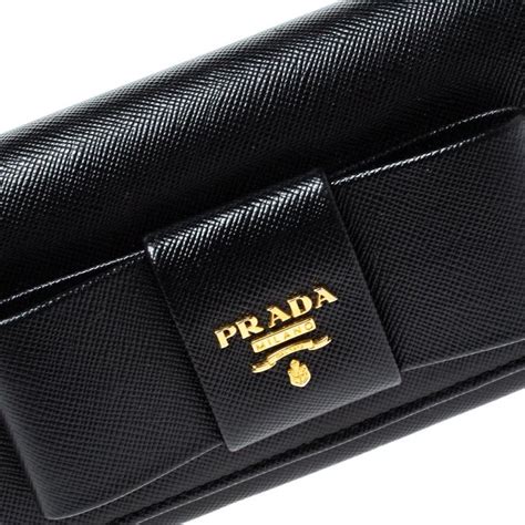 prada black bow wallet|prada wallet outlet.